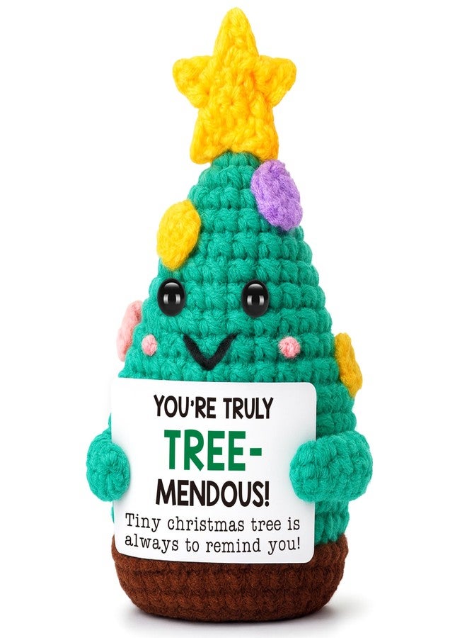 زينة شجرة عيد الميلاد الصغيرة المصنوعة يدويًا بالكروشيه من LEJIAJINW، هدايا بهيجة وملهمة ومبهجة للأخت والصديقات والأم والجدة، هدية تقدير وشكر للمعلمة وزميلة العمل والموجهة والمديرة. - Image 1